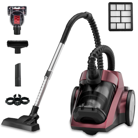 EDLOENS canister vacuum demonstrating 45KPa suction power on hardwood floors