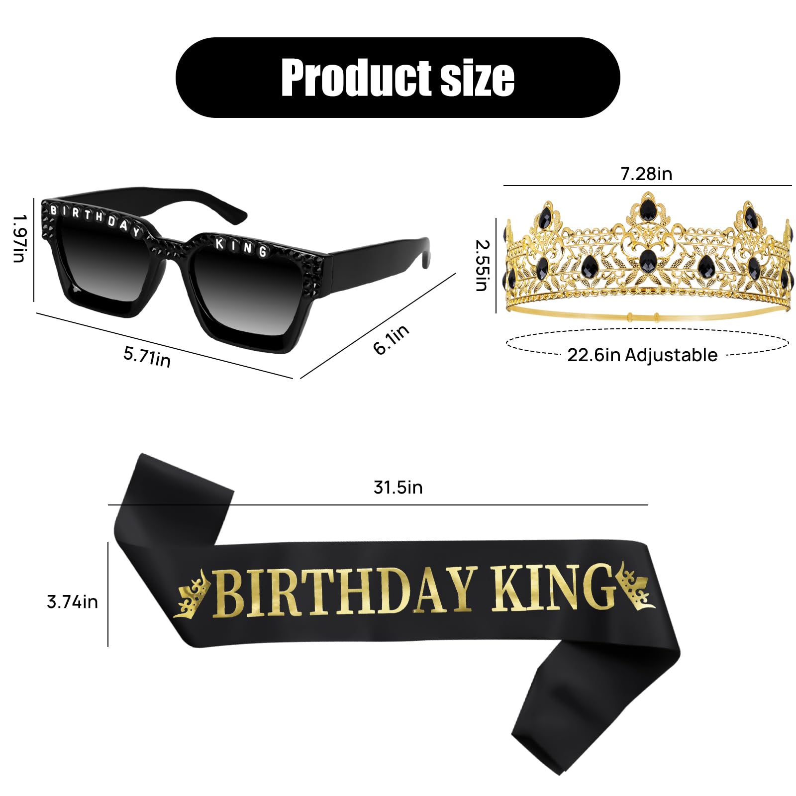 Edussy king glasses with rhinestones and pearls for standout party shots.