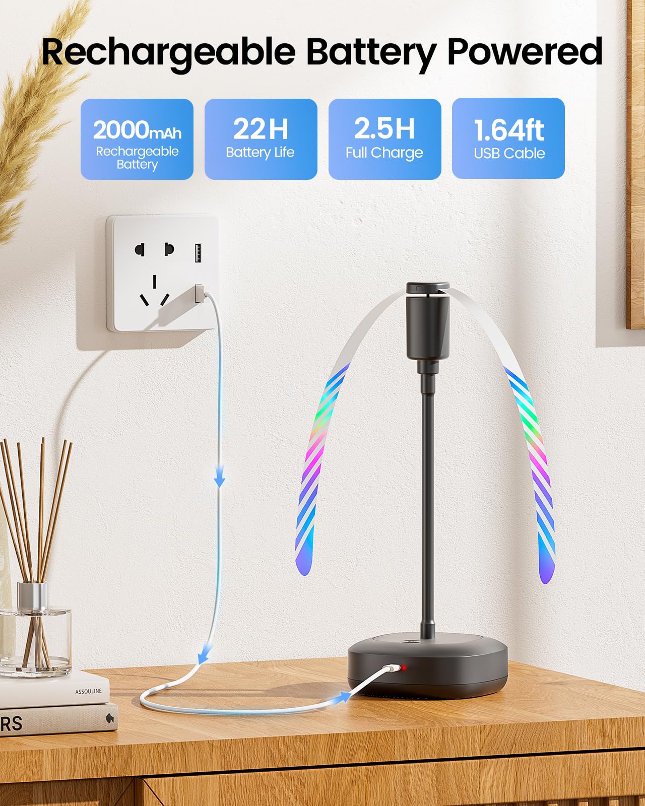 Edvision table fan with 360 gooseneck in action for adjustable airflow