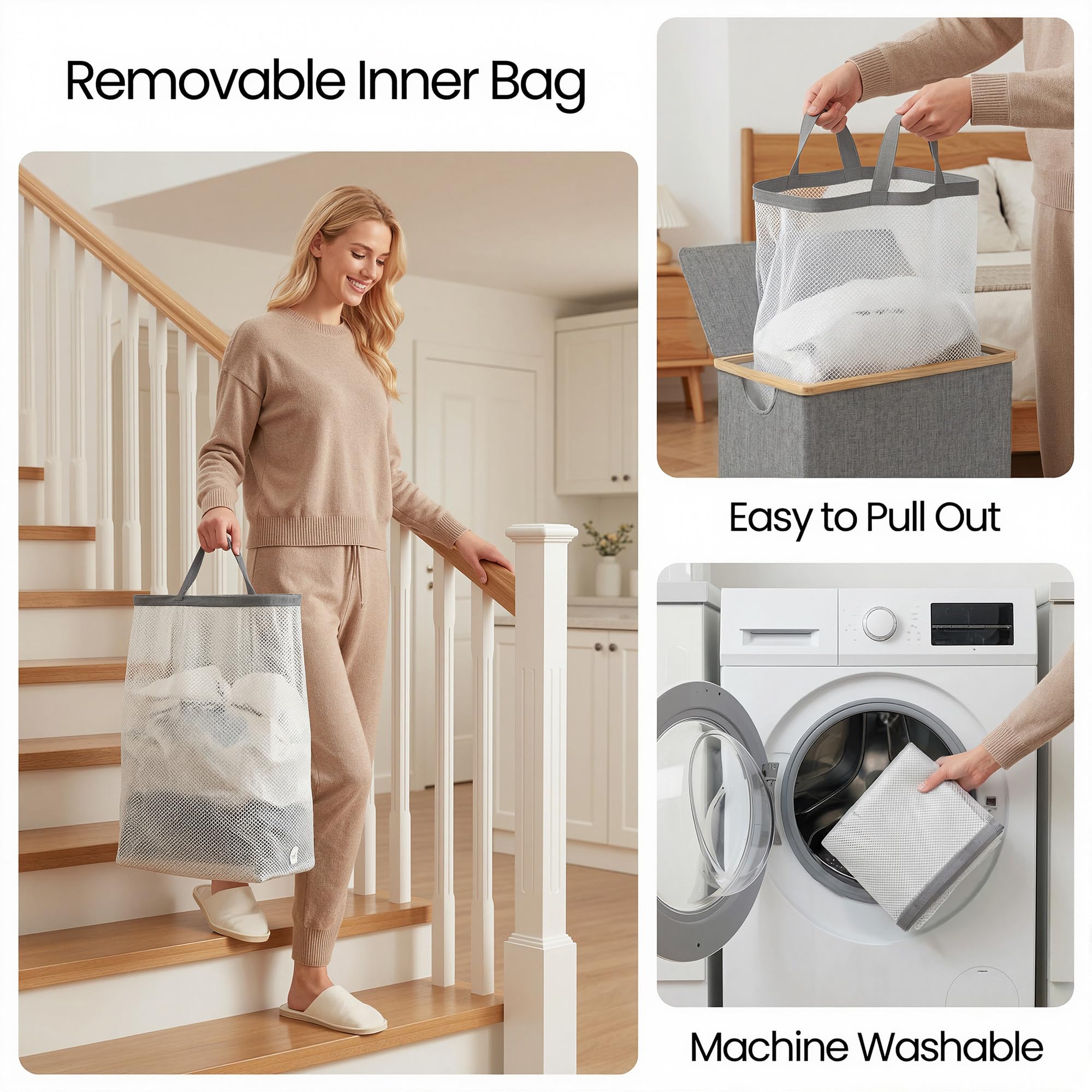 eflucky lid blocks dust and helps contain odors in the laundry area