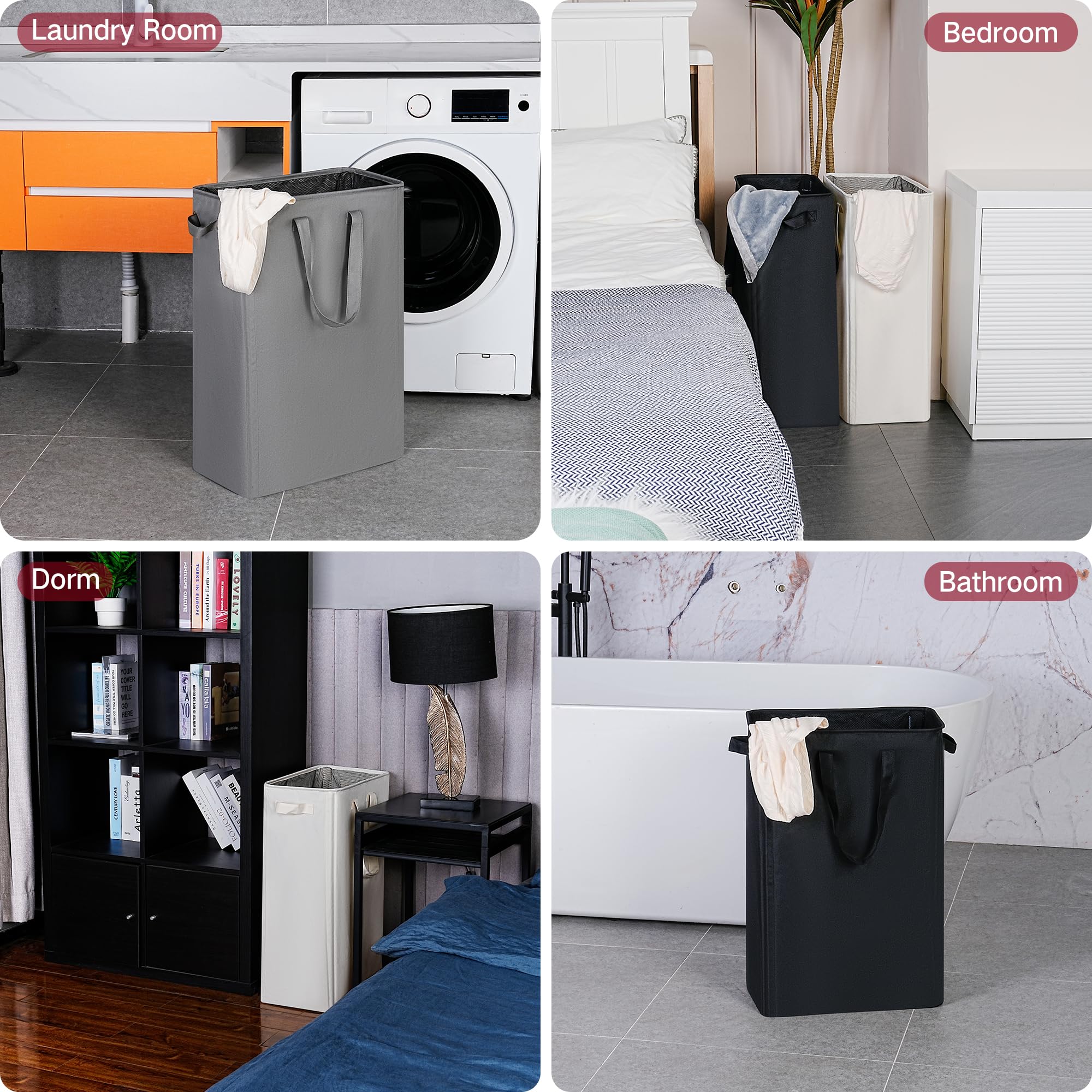 efluky Slim Laundry Basket uses 600D Oxford fabric for durability.