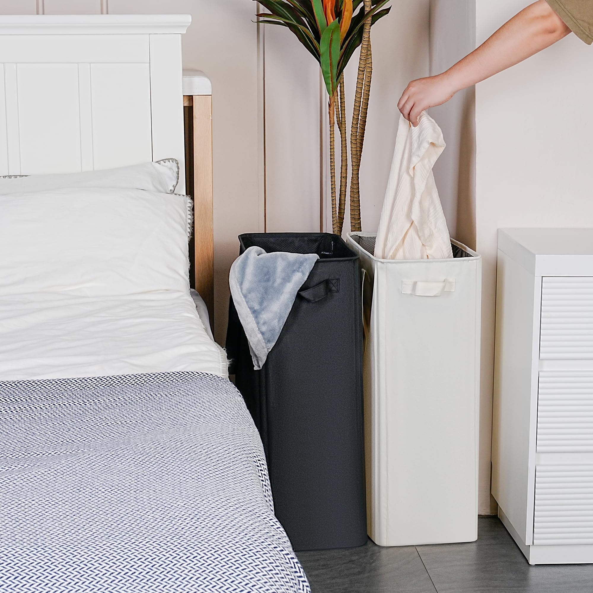 efluky Slim Laundry Basket 75L capacity for a single load of laundry.