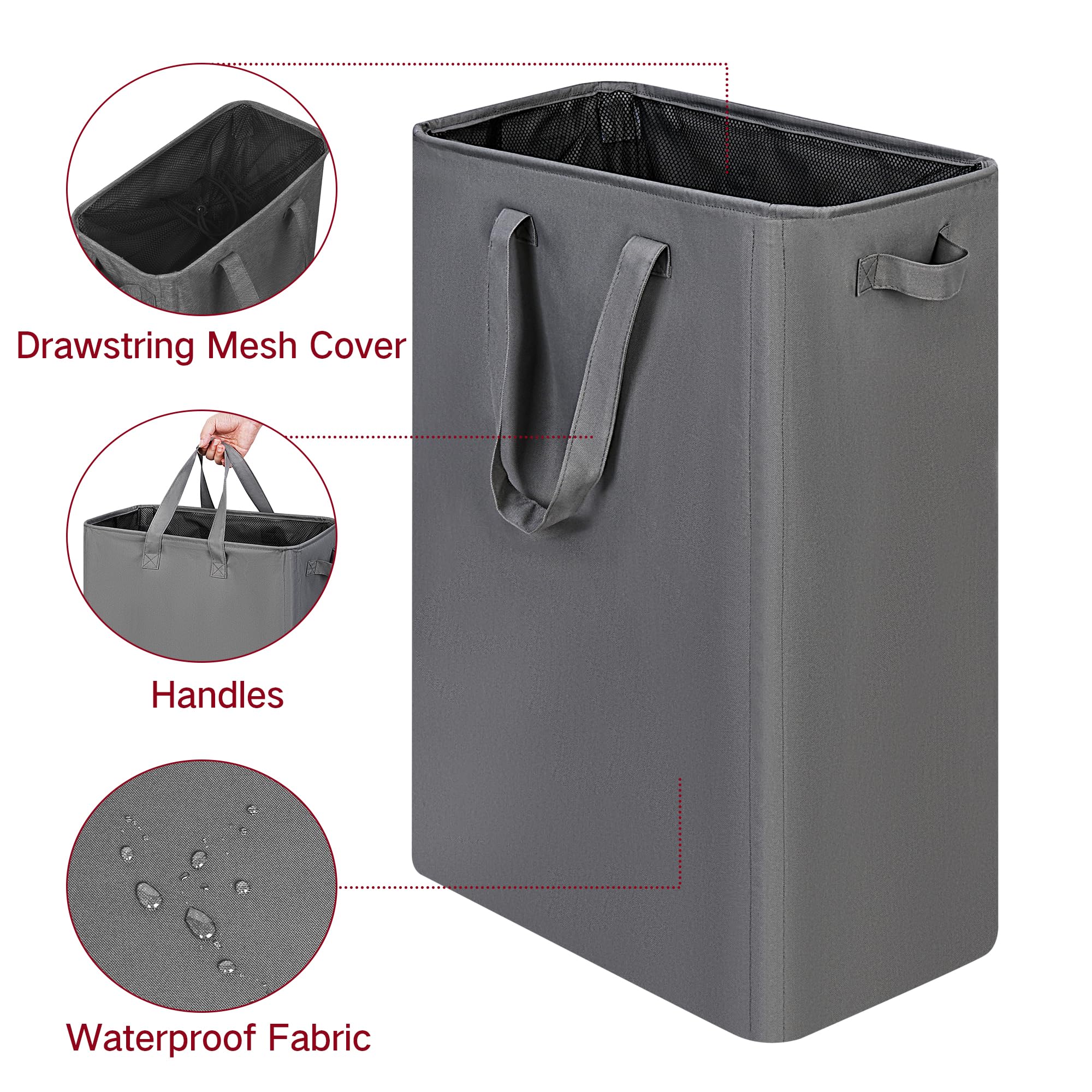 efluky Slim Laundry Basket collapsed with removable rods for easy storage.