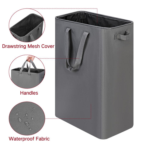 efluky Slim Laundry Basket collapsed with removable rods for easy storage.