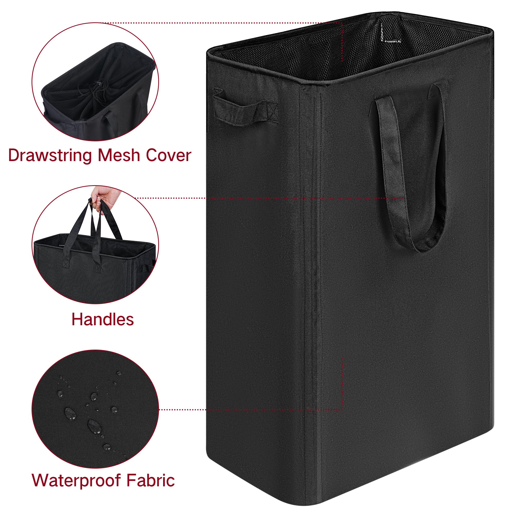 efluky Collapsible laundry basket with four removable rods