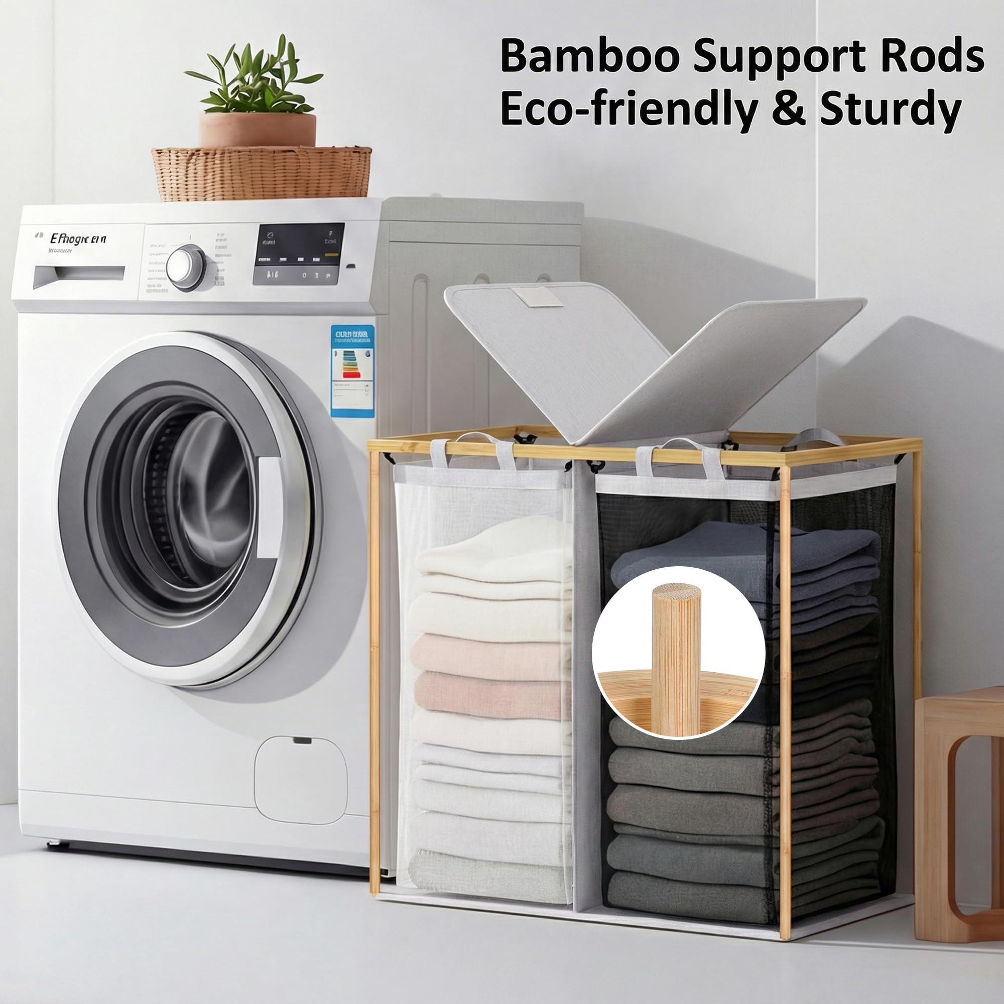 efluky double laundry hamper bags two removable bags for easy transport
