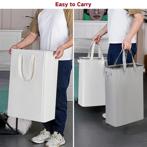 efluky Slim Laundry Basket drawstring mesh cover keeps dust out.