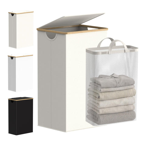 efluky laundry basket beige with lid view concealing laundry and odors.