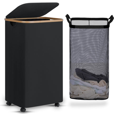 efluky laundry basket with wheels and lid for easy transport and odor concealment.