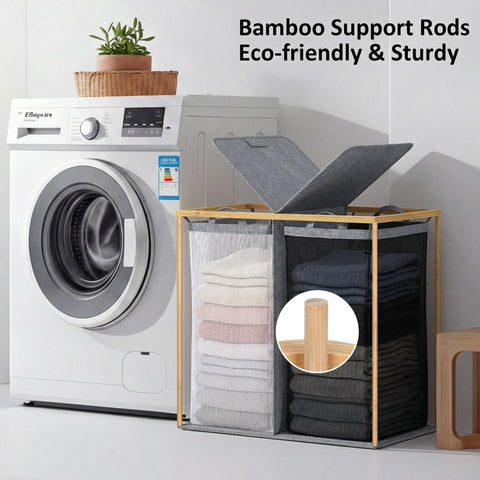 efluky Bamboo handles offer a firm grip while moving laundry