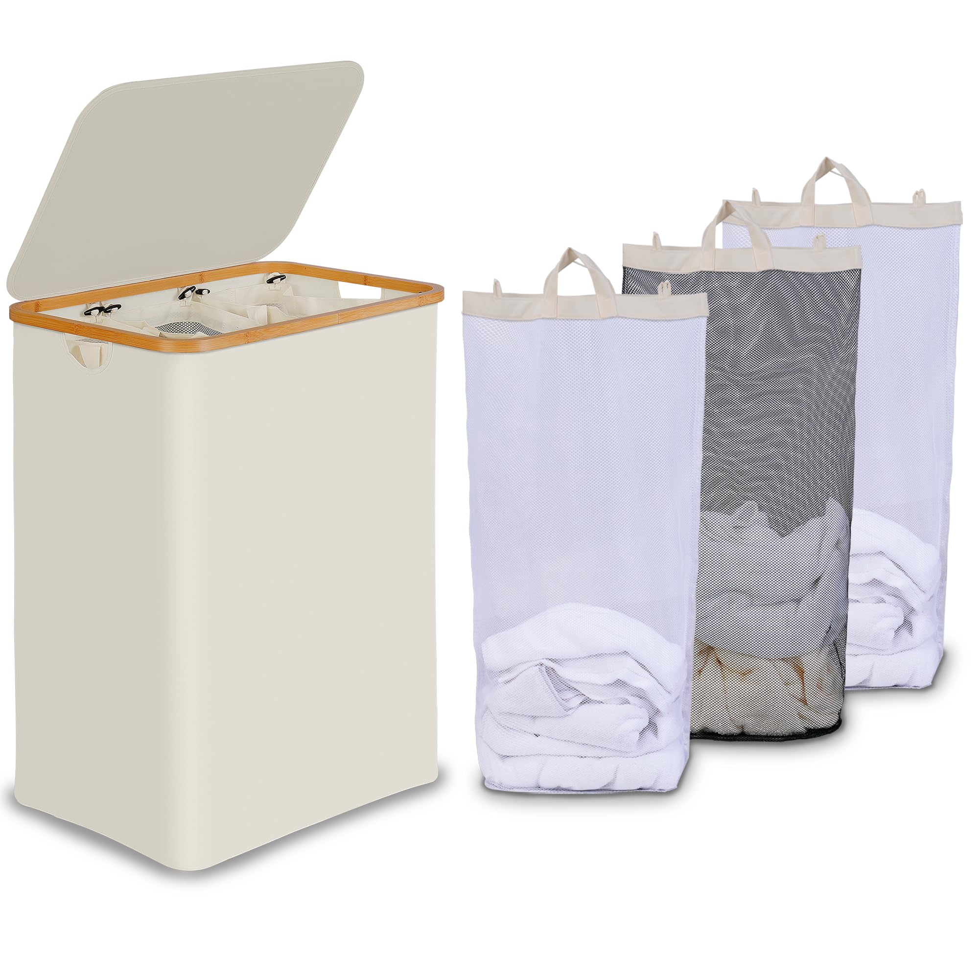 efluky laundry hamper with lid beige showing dust protection and tidy storage