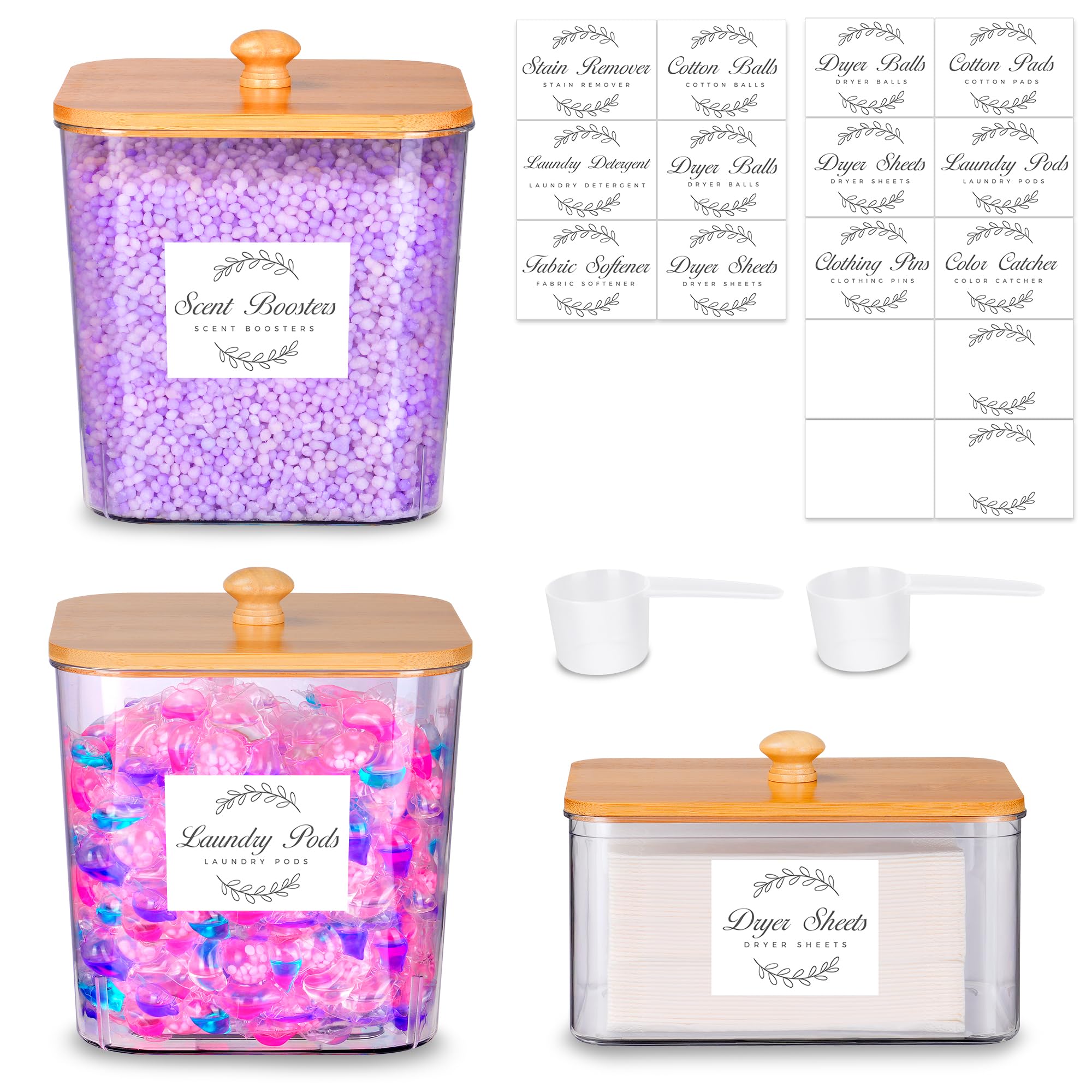 efluky laundry pod container jars clear set for tidy pods and easy access