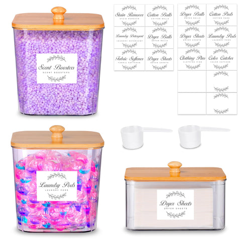 efluky laundry pod container jars clear set for tidy pods and easy access
