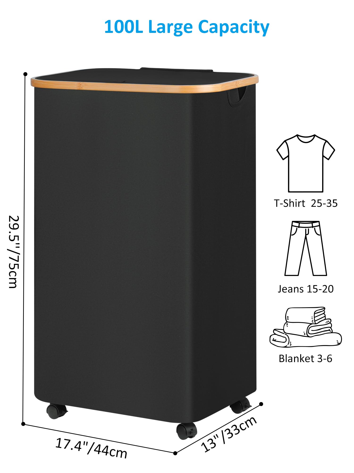 efluky tall bin with lid protects clothes from dust and pets.