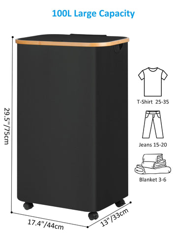efluky tall bin with lid protects clothes from dust and pets.