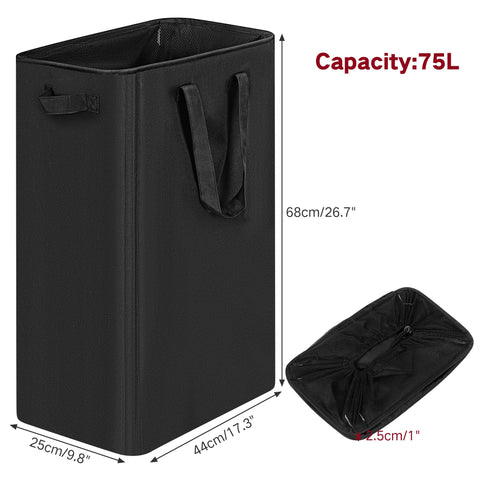 efluky Narrow laundry hamper with handles for easy transport