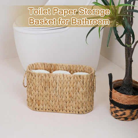 efluky slim natural-weave basket complements any bathroom decor