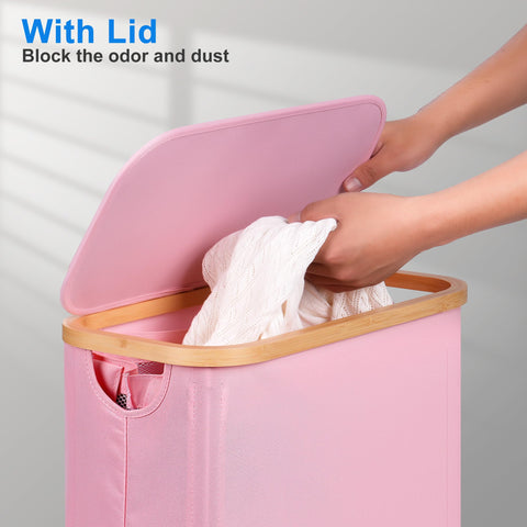efluky pink 63L basket keeps clothes contained and accessible