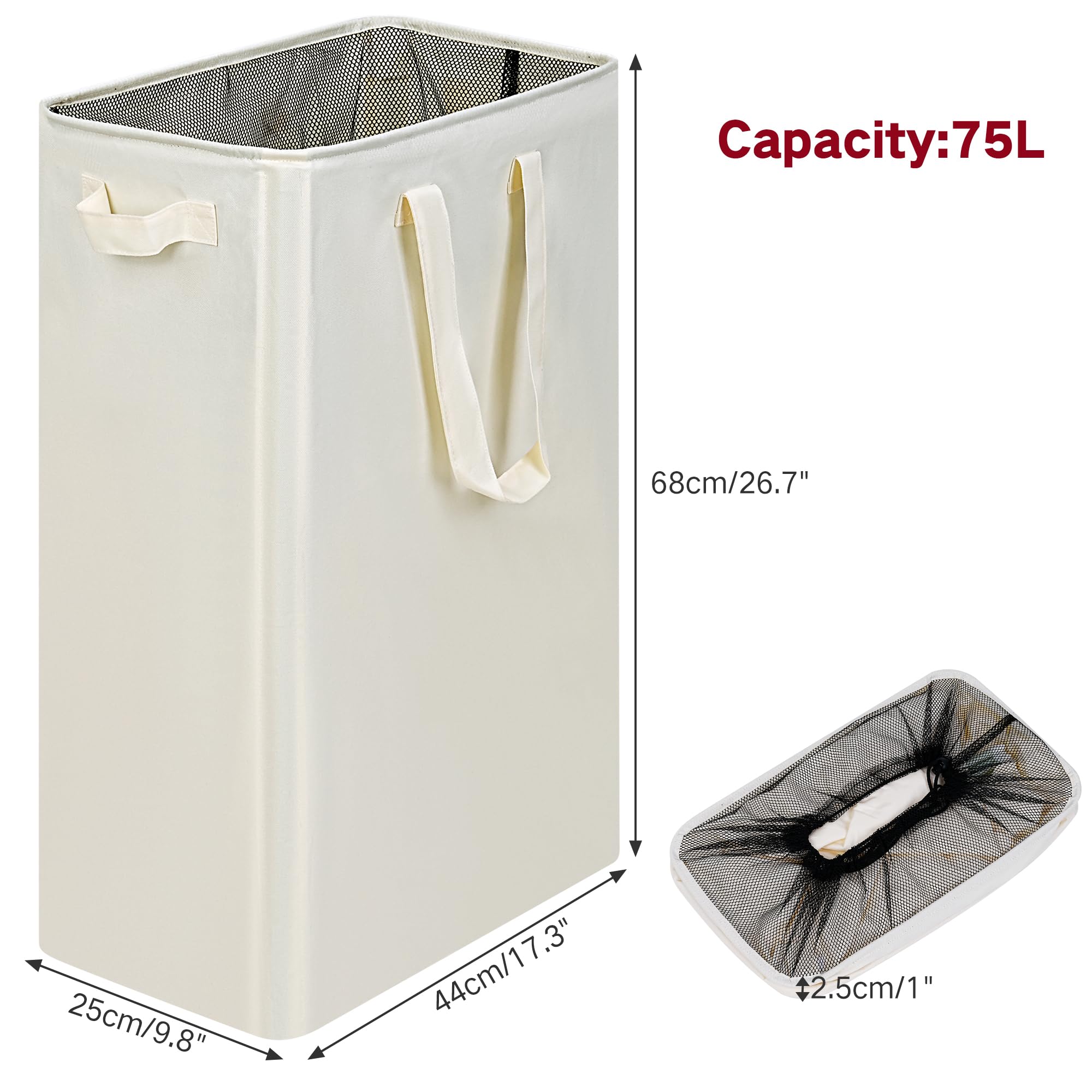 efluky Slim Laundry Basket collapsed state shows compact storage.