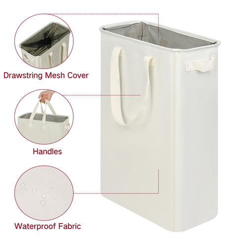 efluky Slim Laundry Basket full of clothes demonstrates 75L capacity.