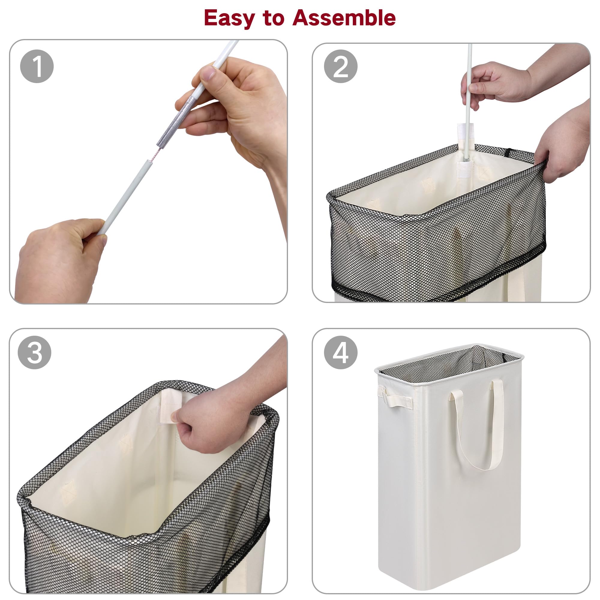 efluky Slim Laundry Basket in a dorm setup helps organize laundry.