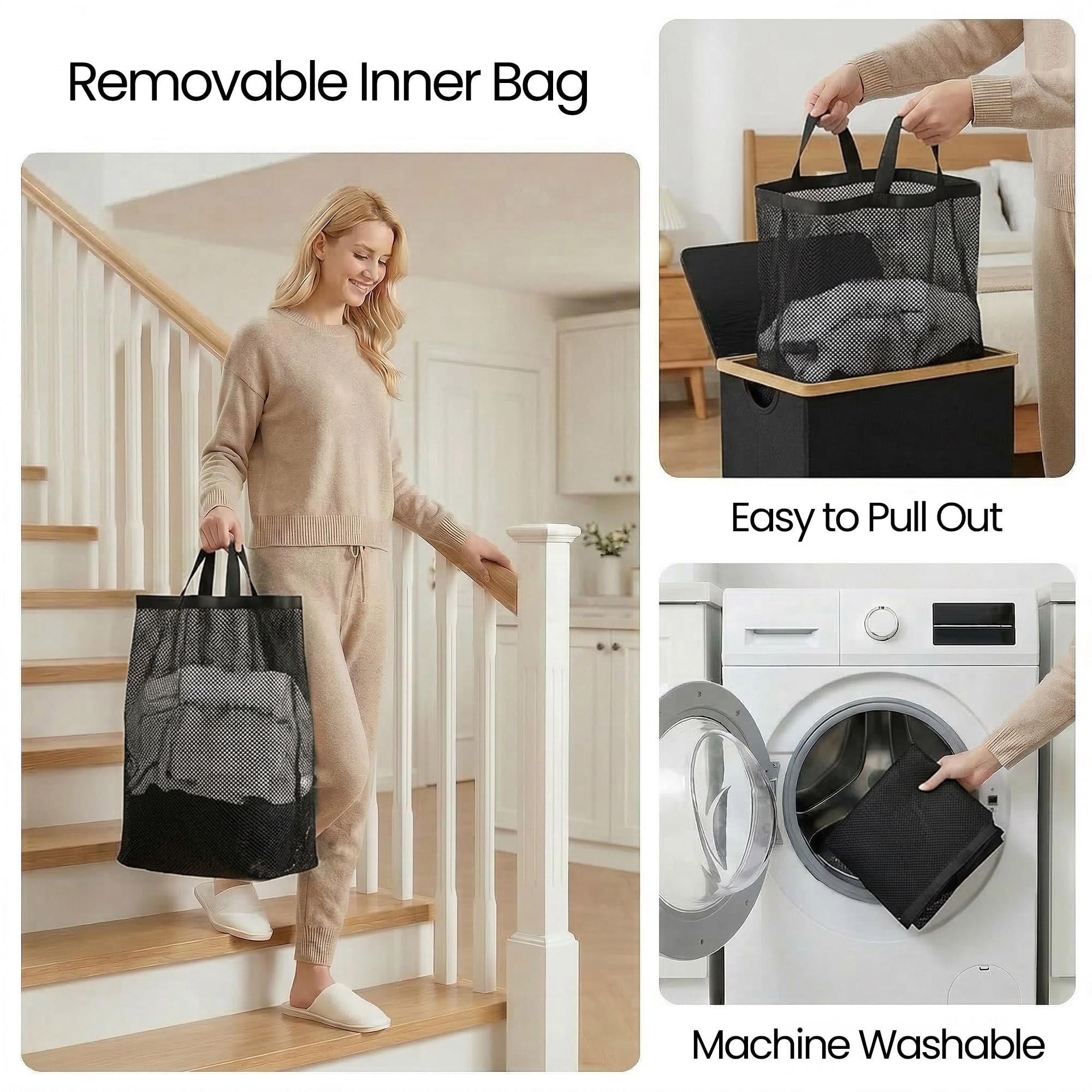 efluky slim laundry basket lid blocks dust and odors between uses.