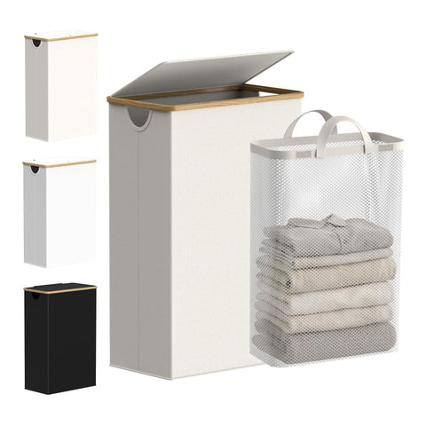efluky slim laundry basket with lid for compact spaces and tidy storage