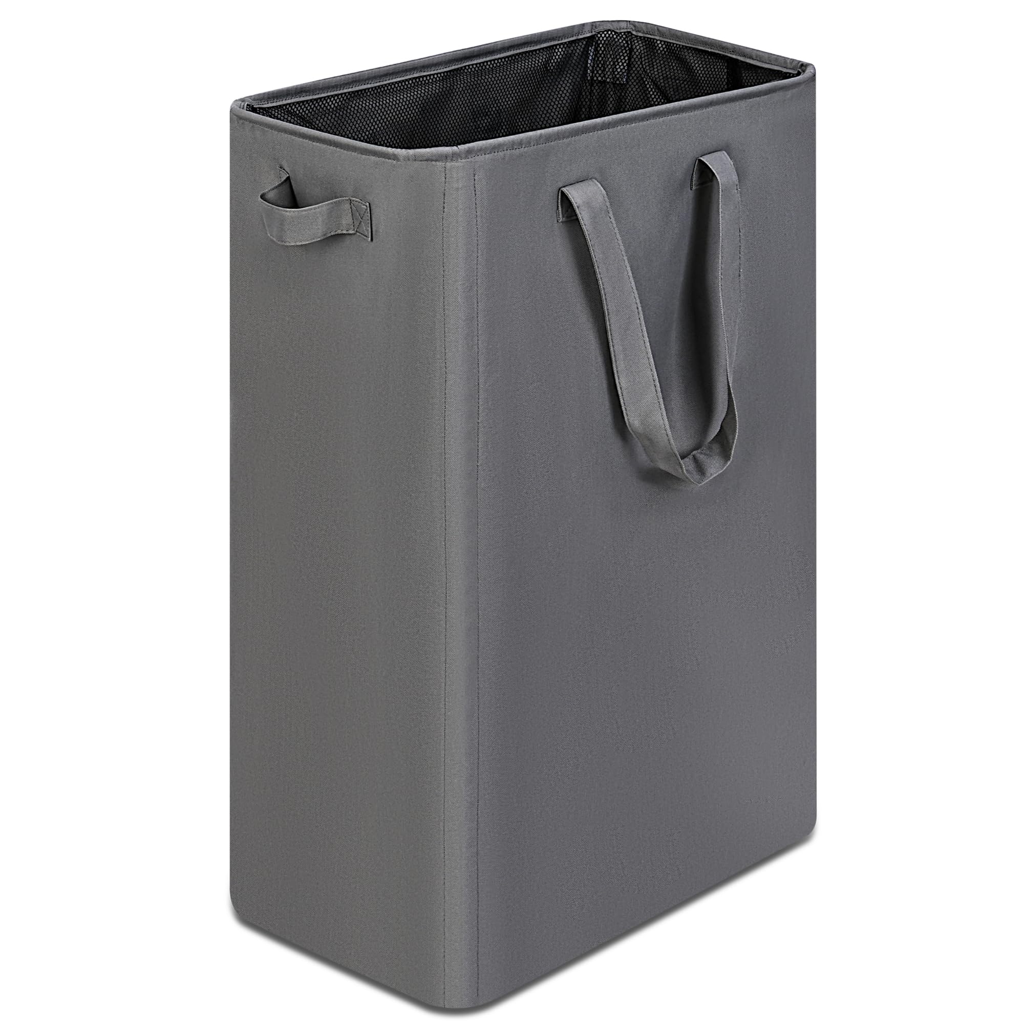 efluky Slim Laundry Basket side view demonstrates a slim footprint for tight spaces.