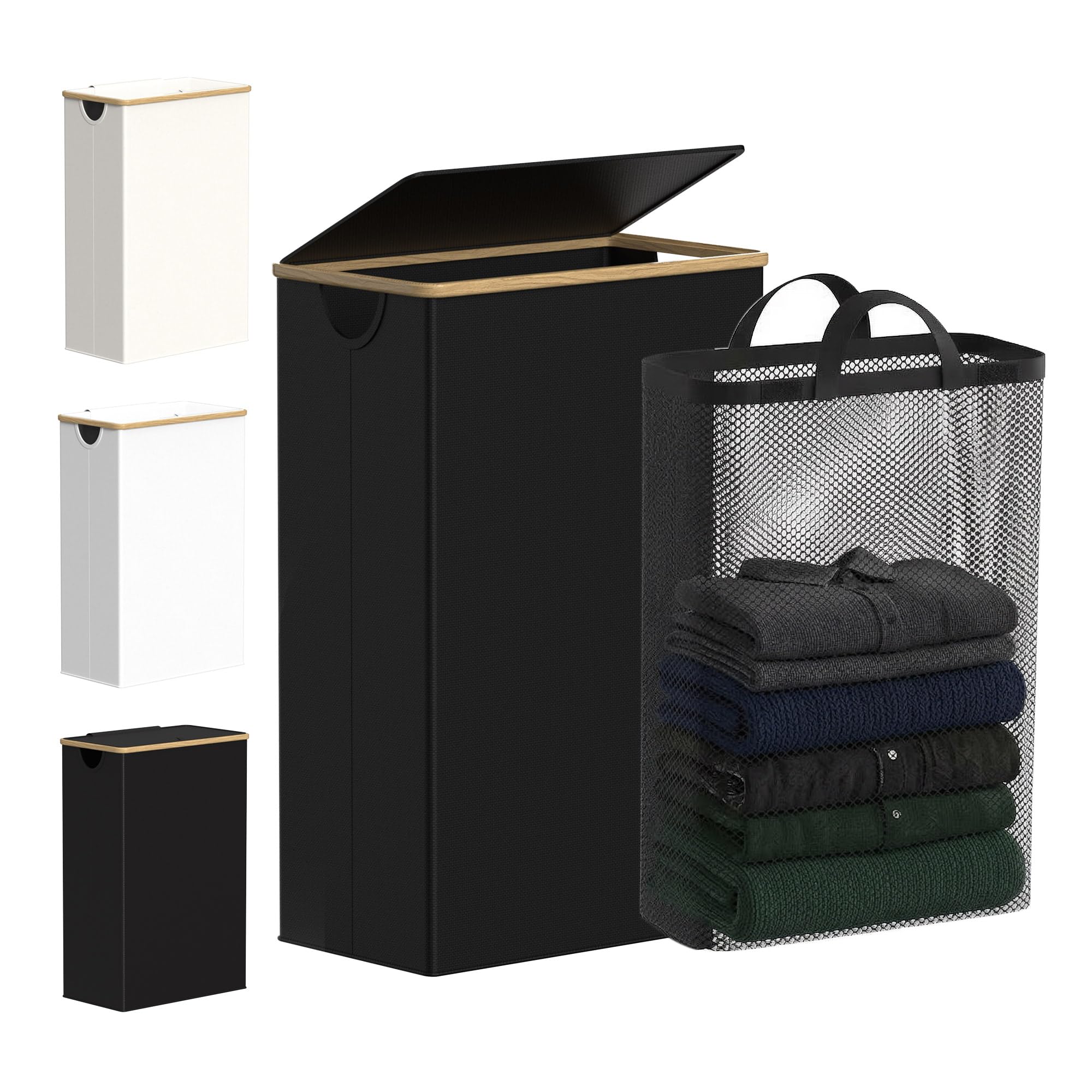 efluky slim laundry basket with lid keeps dust out and odors contained.