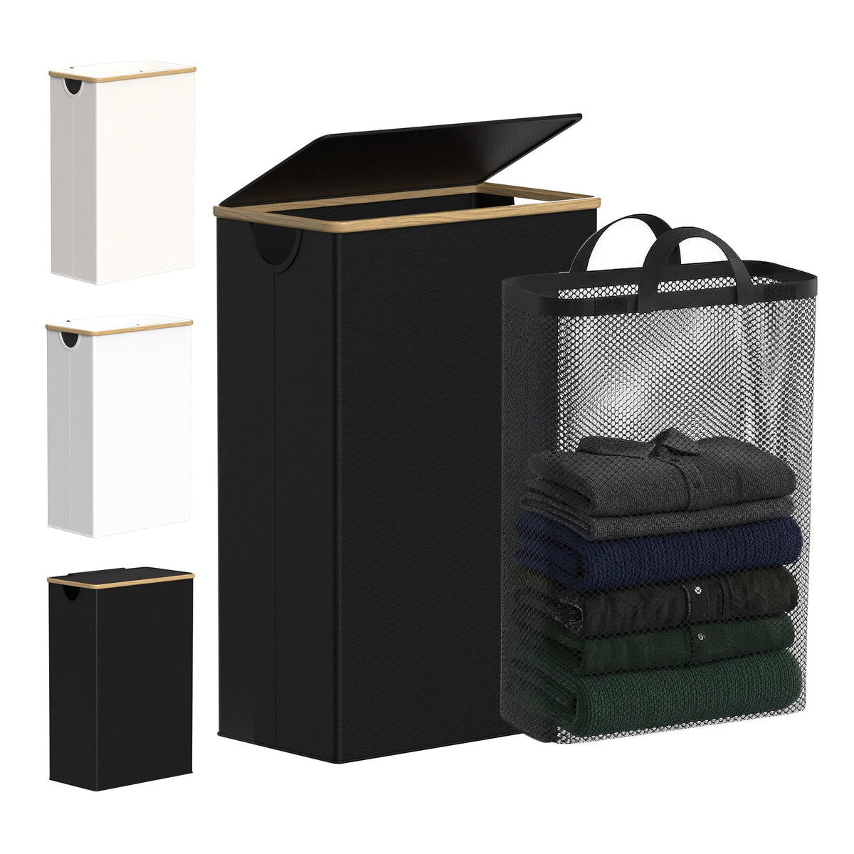 efluky slim laundry basket with lid keeps dust out and odors contained.