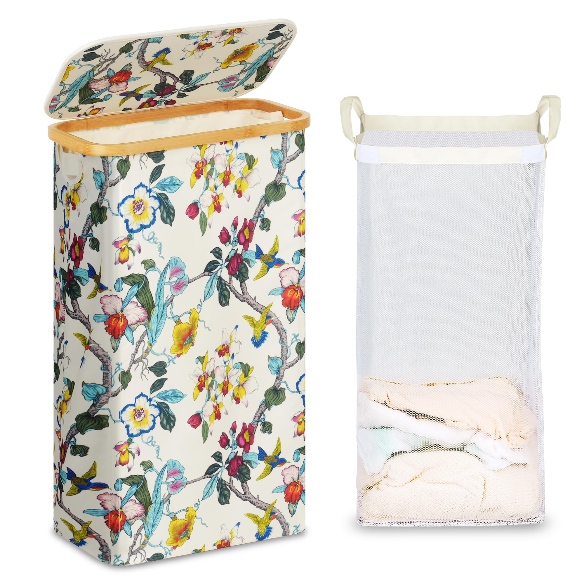 efluky slim laundry basket with lid demonstrates space-saving design for small rooms