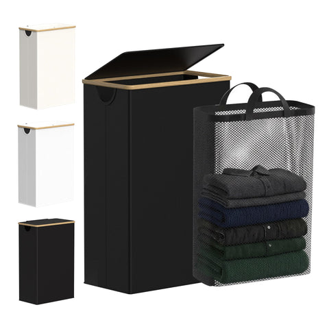 efluky slim laundry basket with lid keeps dust out and odors contained.