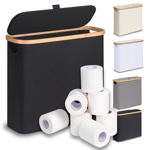efluky 28L toilet paper basket with lid keeps bathroom storage tidy.