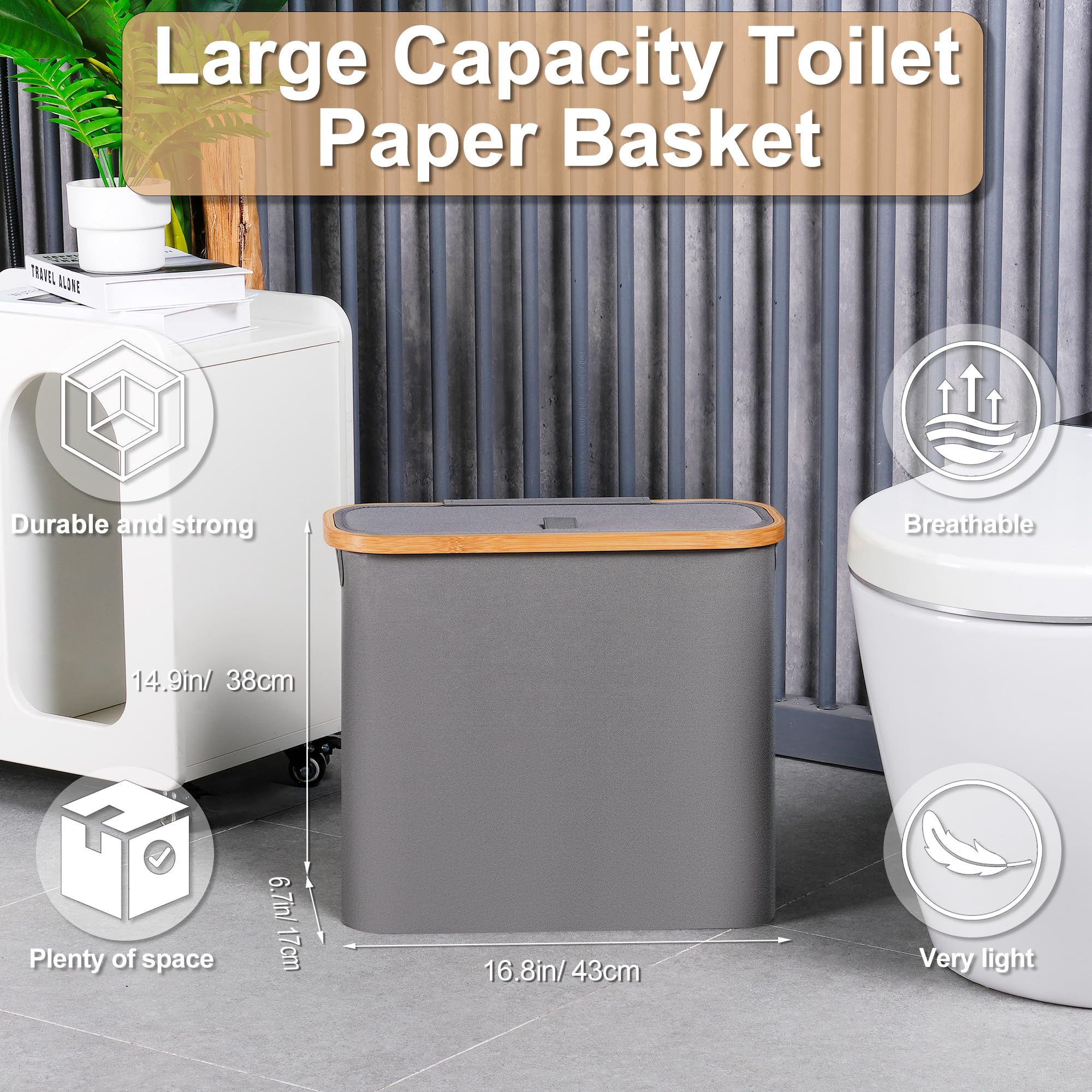 efluky bamboo-handle storage basket opened for easy roll access and transport.