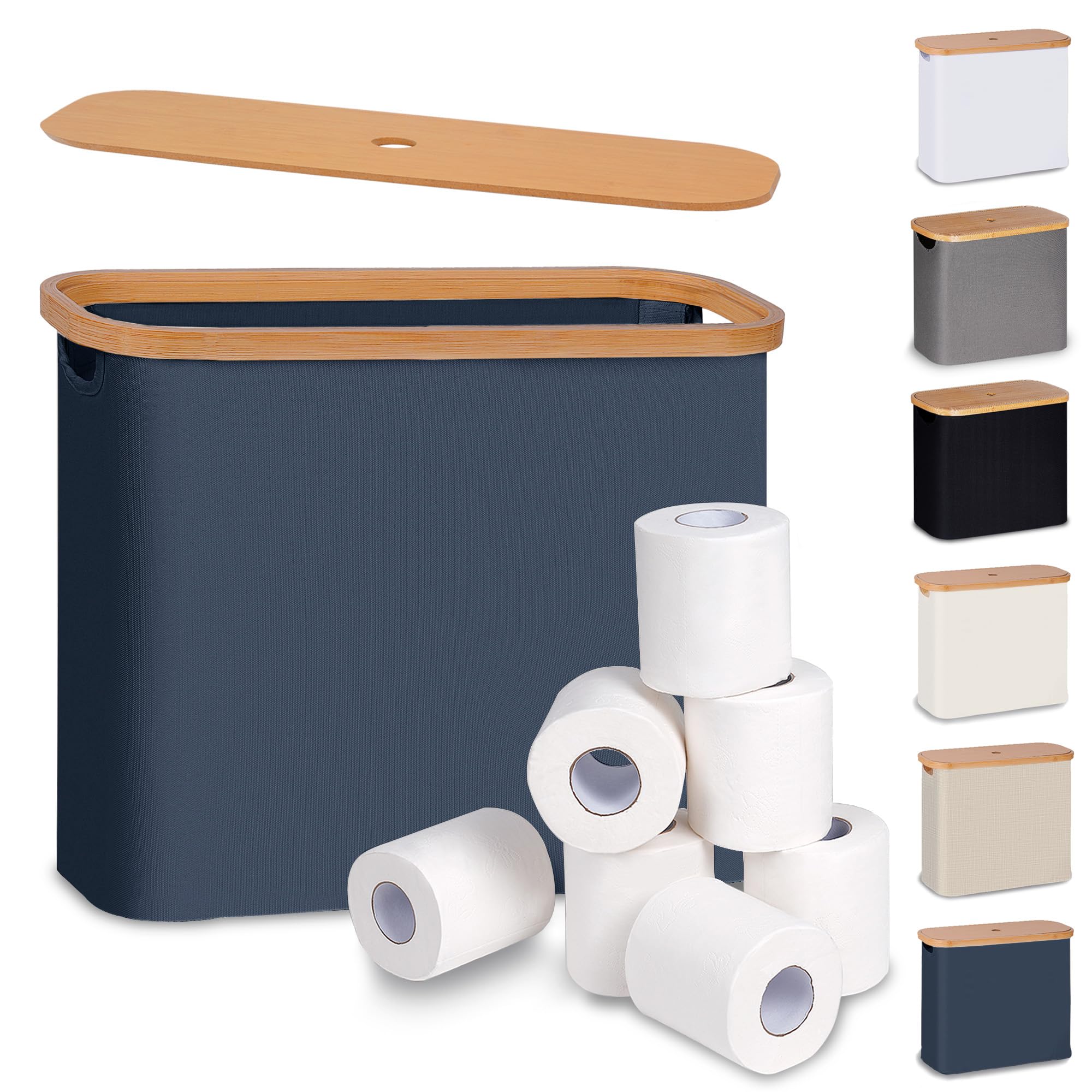 efluky toilet paper basket blue lid keeps rolls neatly stored for easy access