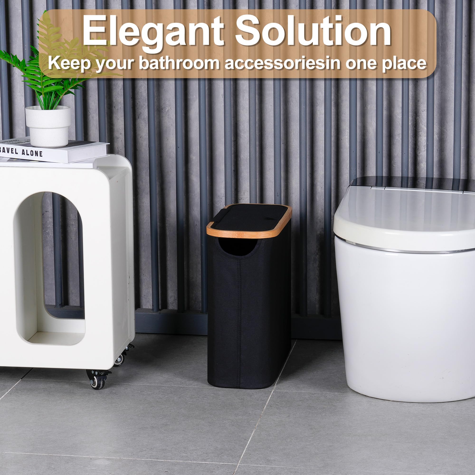 efluky bathroom basket shown in a modern, clean space.