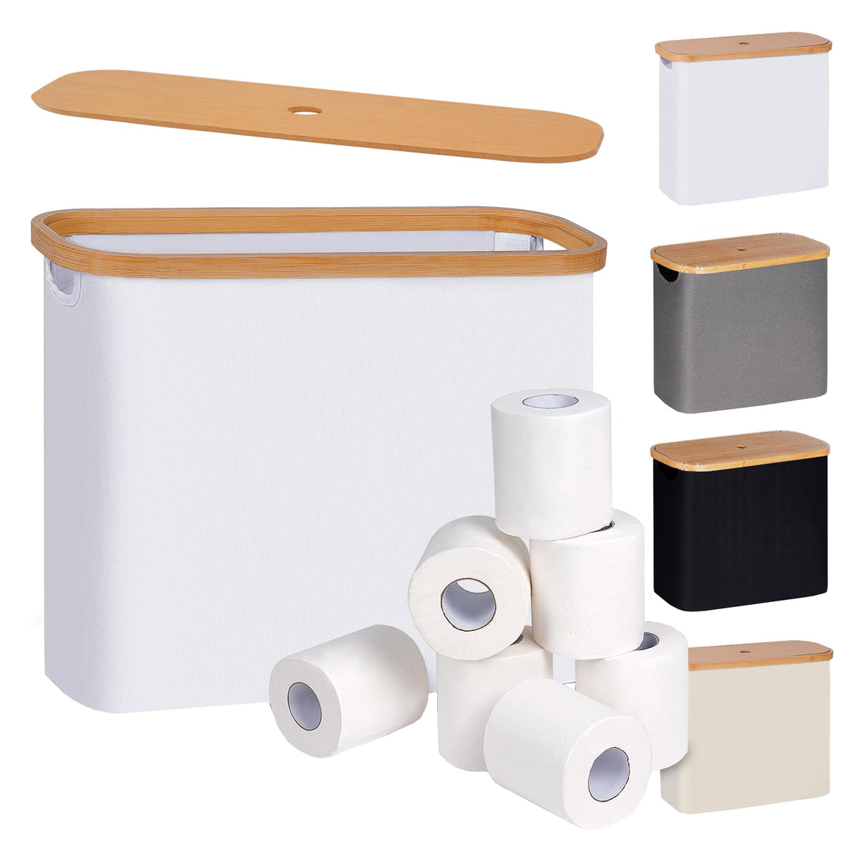 efluky toilet paper basket with lid for tidy bathroom storage and easy access.