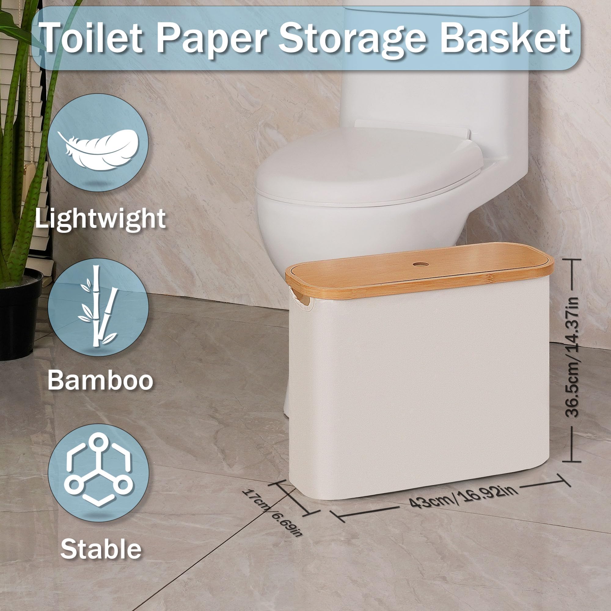 efluky toilet paper basket in Oxford fabric demonstrates durable, lightweight storage