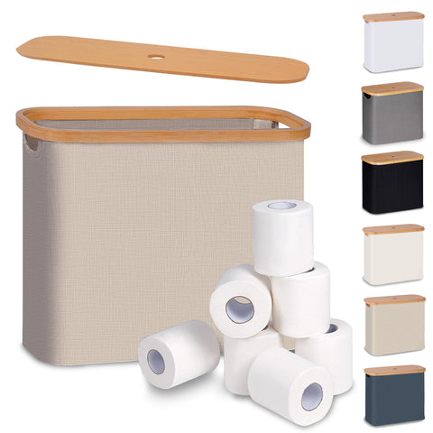 efluky toilet paper basket with lid front view keeps rolls neatly organized in bath storage