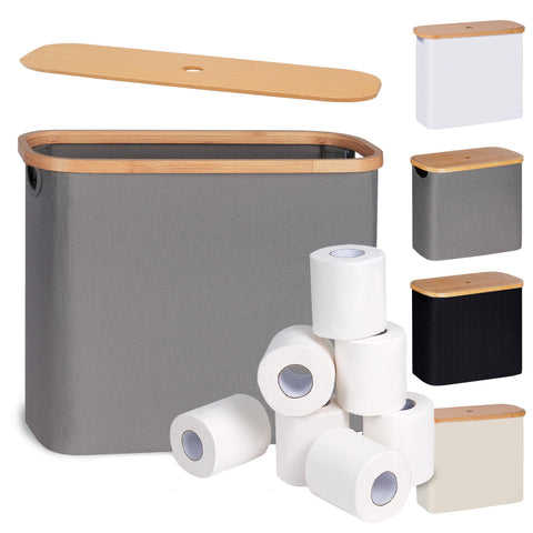efluky toilet paper storage basket front view grey for tidy bathroom organization