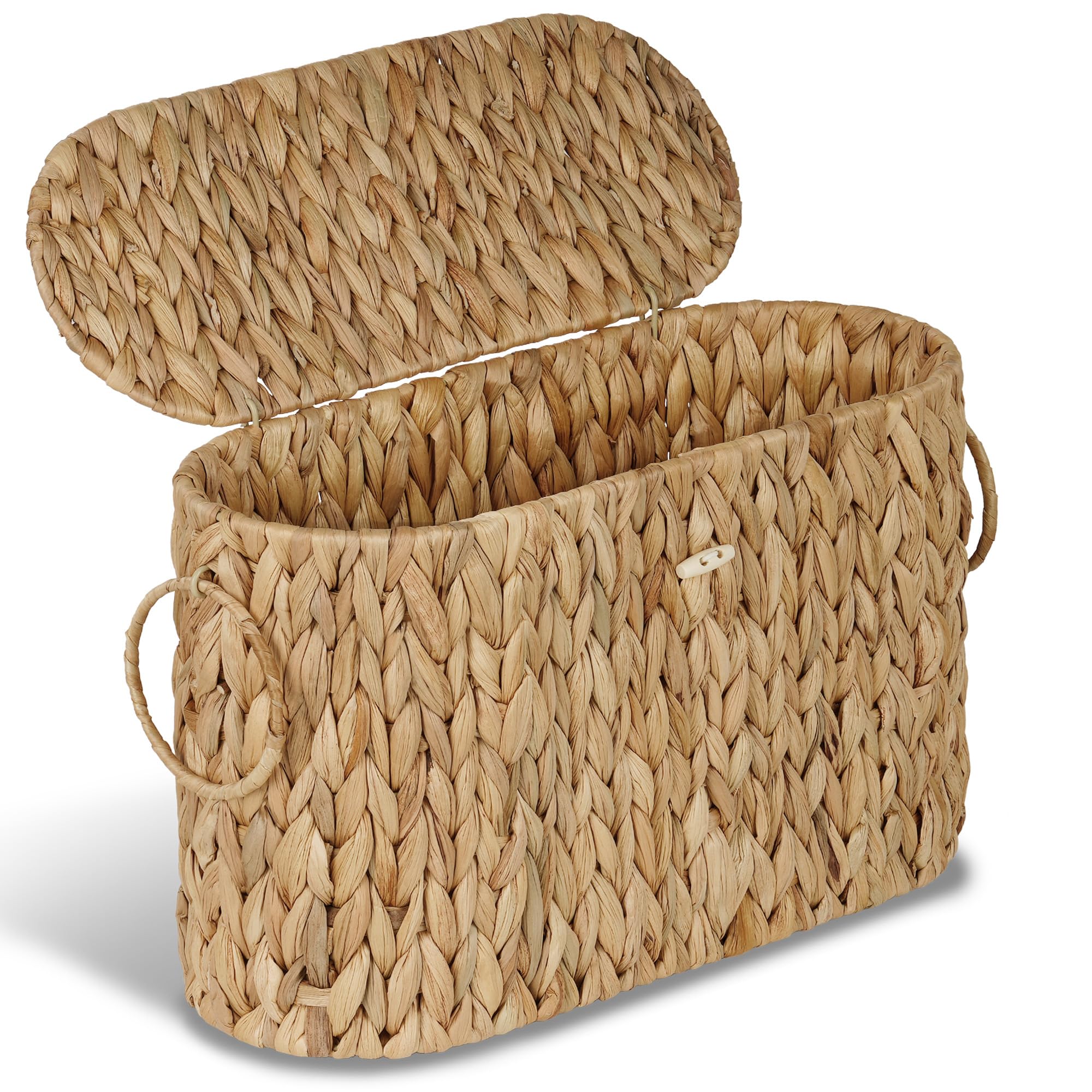 efluky toilet paper storage basket with lid closed keeps rolls clean and organized