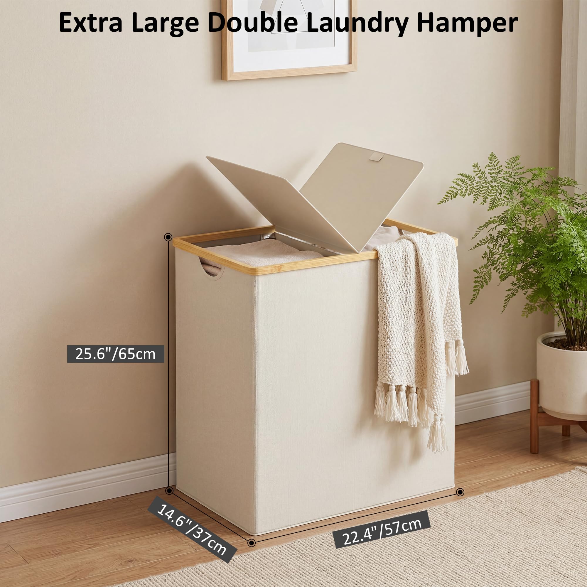 efluky two-section laundry hamper highlights easy sorting for whites and darks
