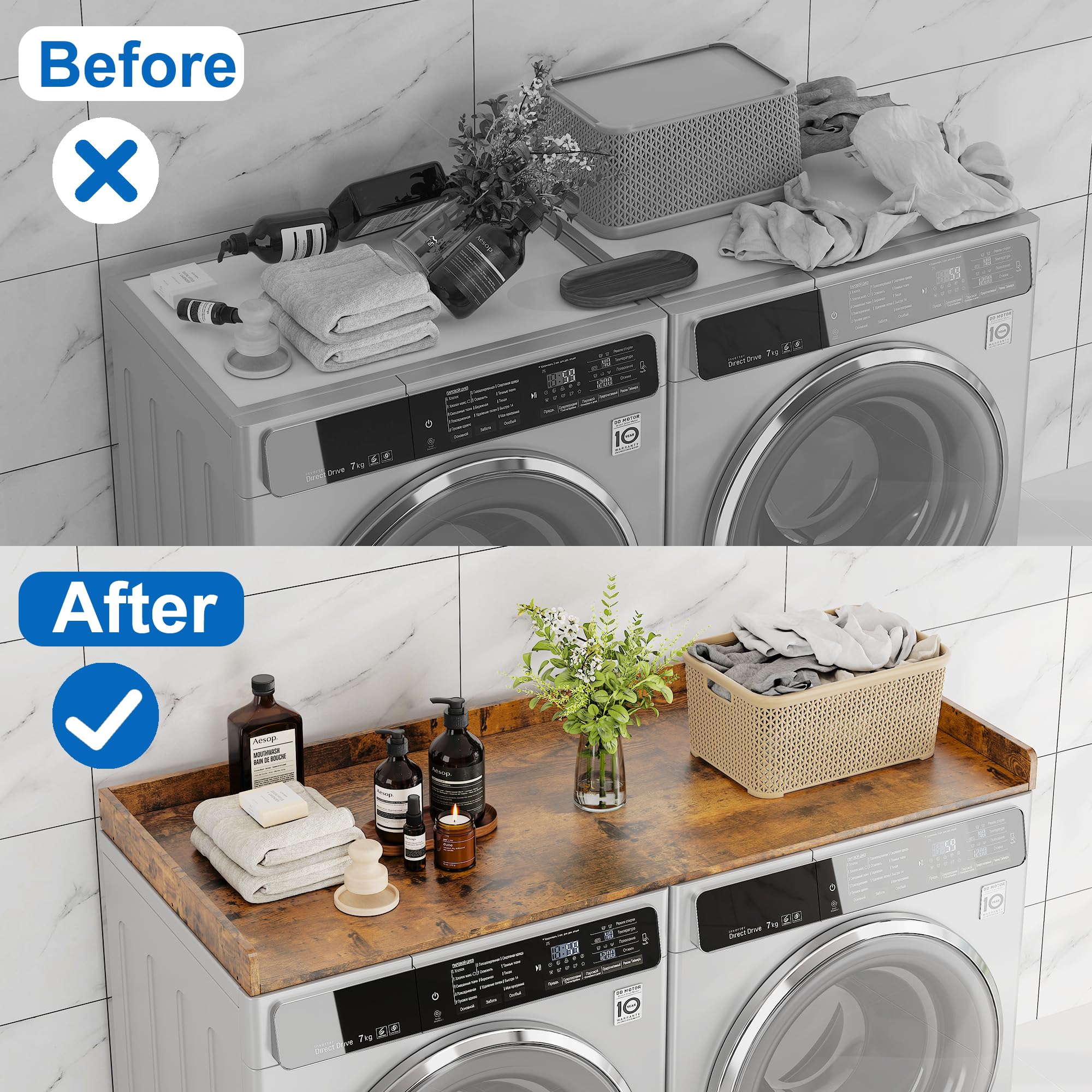 efluky 54-inch countertop for folding clothes offers extra workspace.