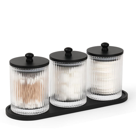 Eggs Sound qtip holder glass set with lids keeps swabs visible and accessible