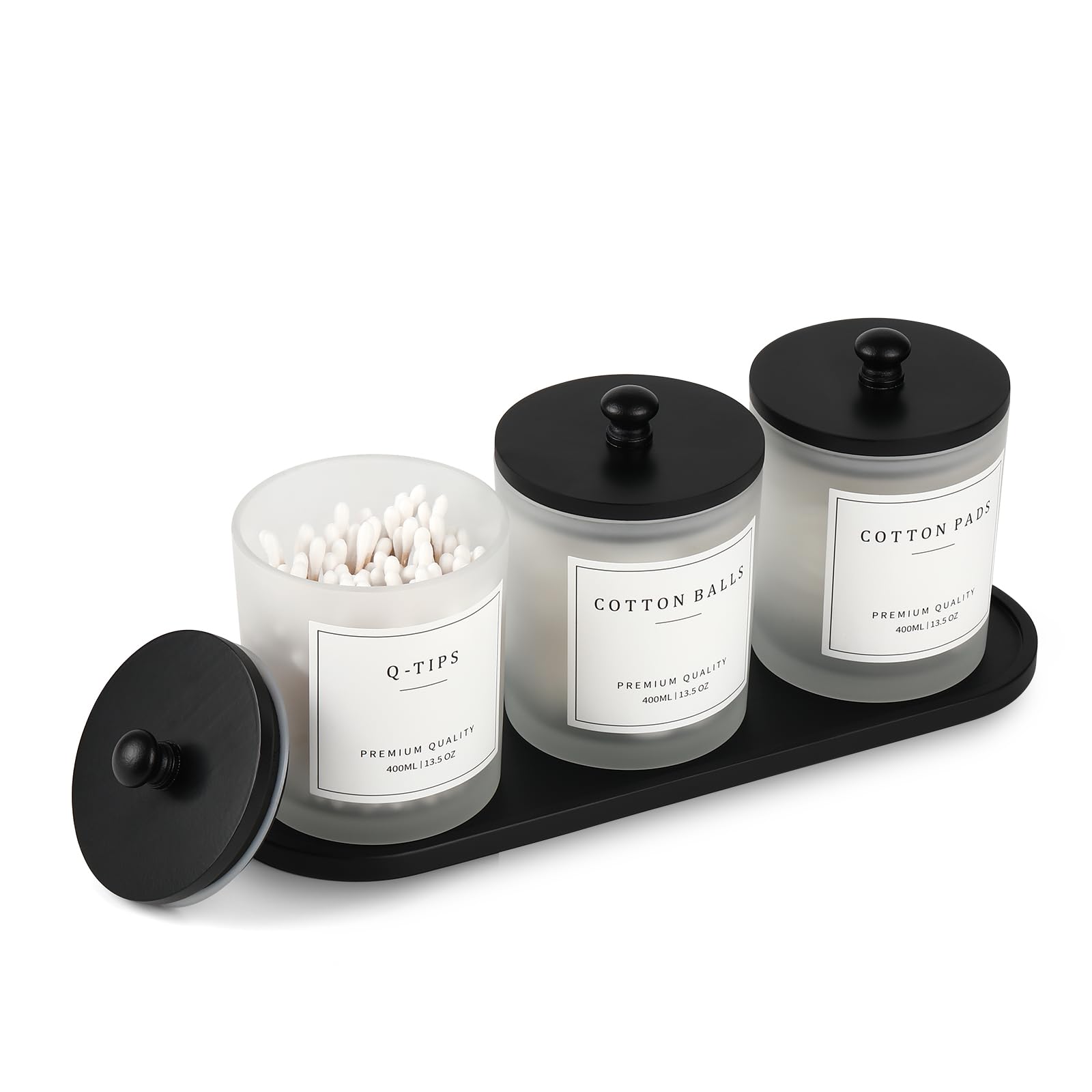 Eggs Sound qtip holders with sealed lids keep cotton items protected and organized