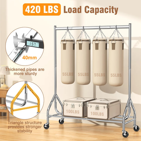 EAGMAK standing metal clothing hanger keeps coats organized and accessible