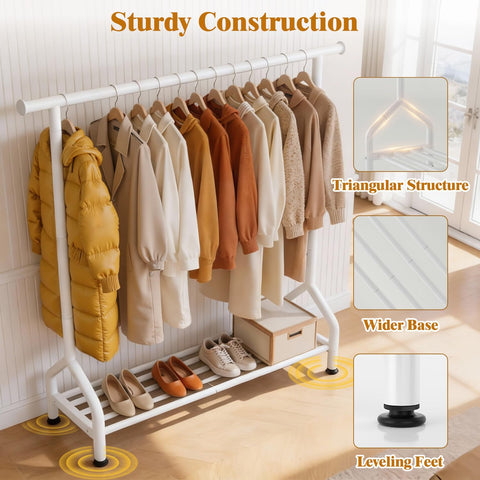 EAGMAK bottom shelf shows extra storage for shoes and bins