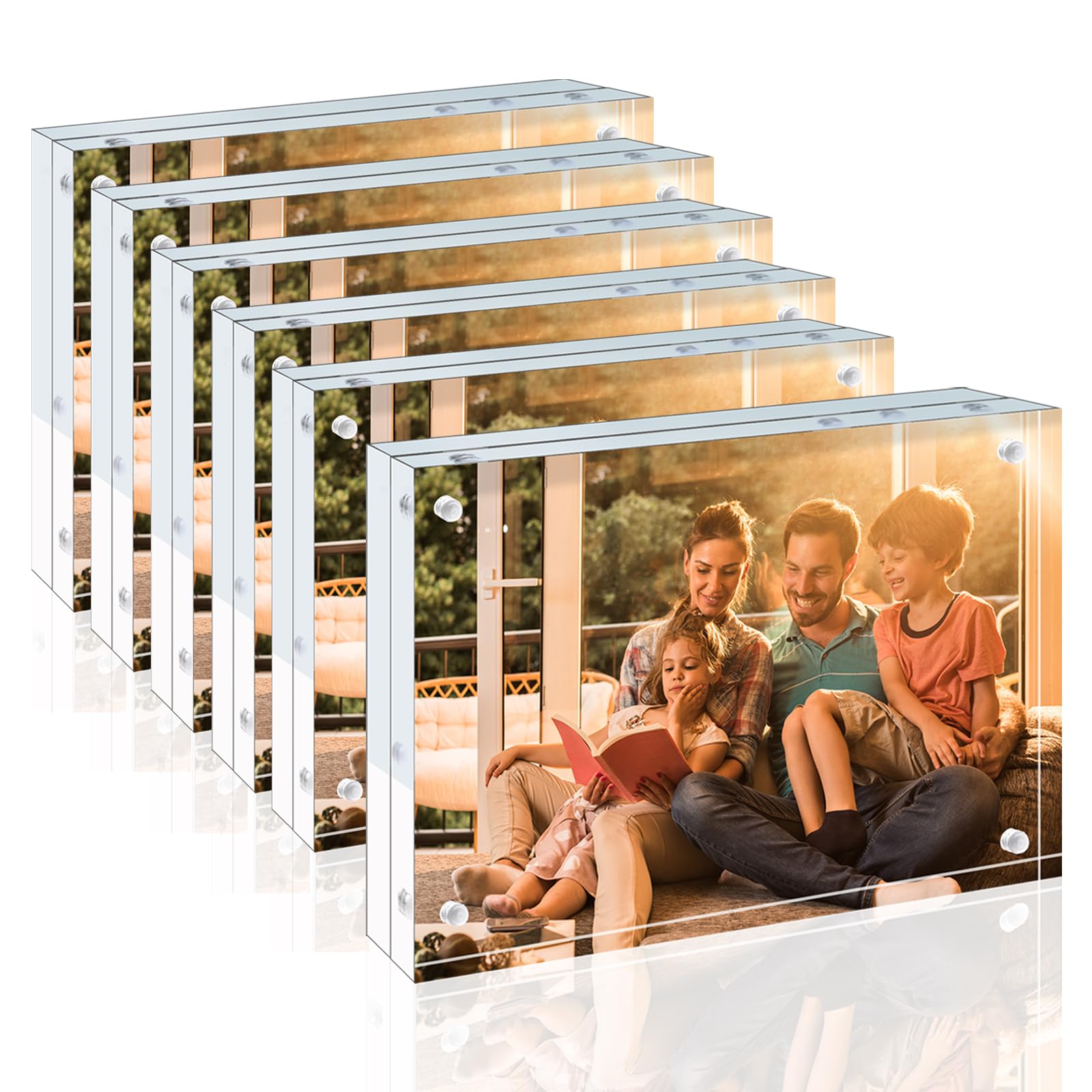 Egofine 4x6 acrylic frames 6-pack showcase clear memories with durable, reusable design.