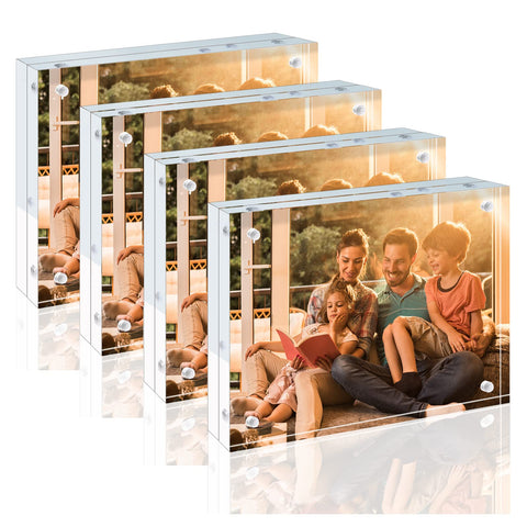 Egofine 5x7 acrylic frame four-pack front view showing clear frameless design