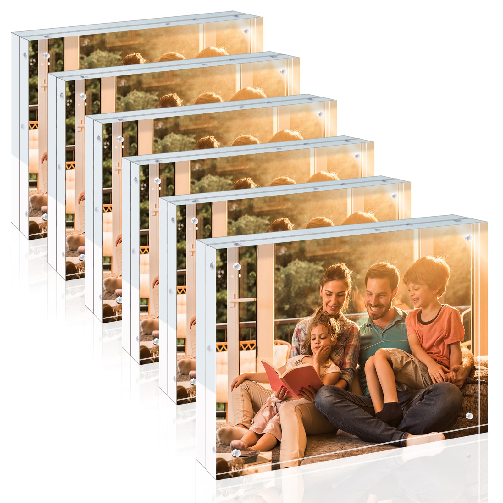 Egofine 8x10 acrylic frames six-pack front view for desktop photo display